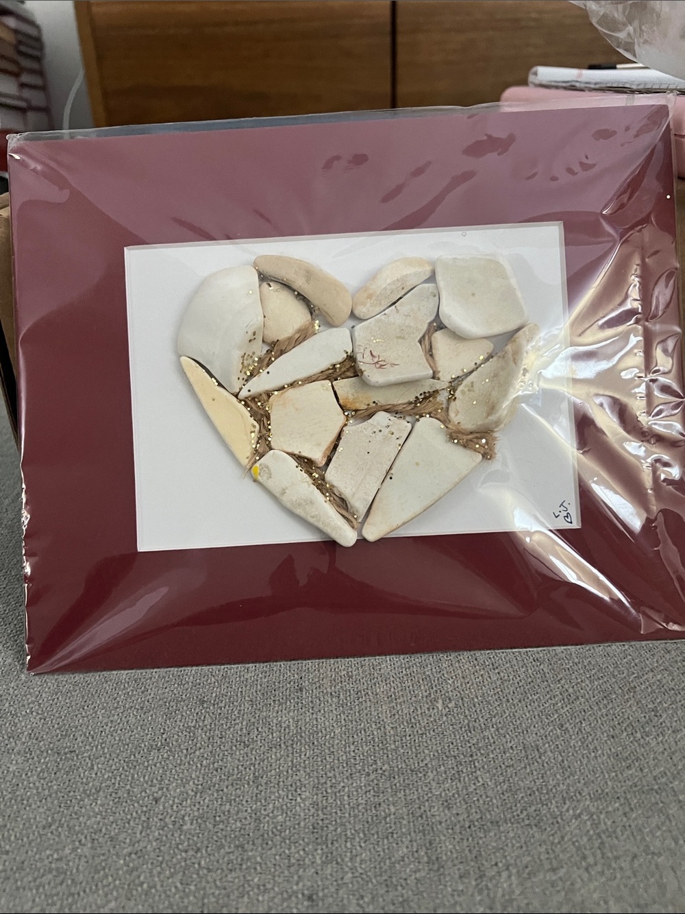 Reclaimed Ceramic Shard Mosaic Heart Art Decor mixed media fr Brooklyn